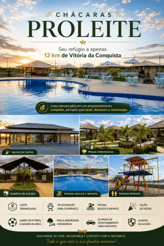 CHÁCARAS PROLEITE COM LOTE DE 1.250M2 NA 1º ETAPA