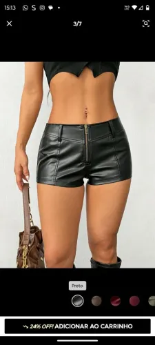 Mini short de couro preto