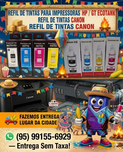 Refil de tintas de impressora HP GT Ecotank e Refil de tintas cânon entrega grátis 