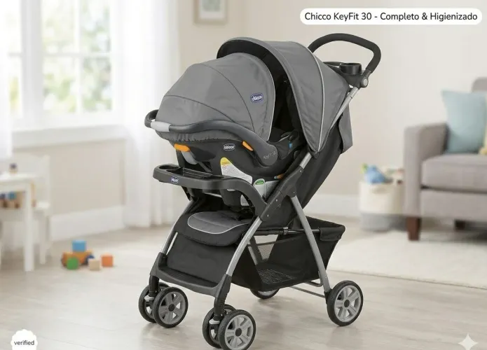 Bebê Conforto Chicco KeyFit 30 + Carrinho de Bebê + Base Veicular (Kit Completo)