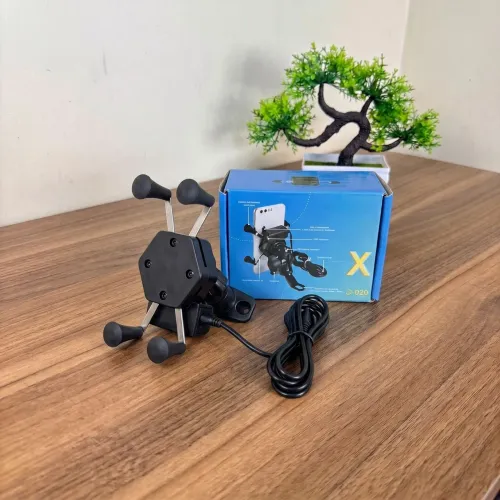 Suporte celular para moto com USB