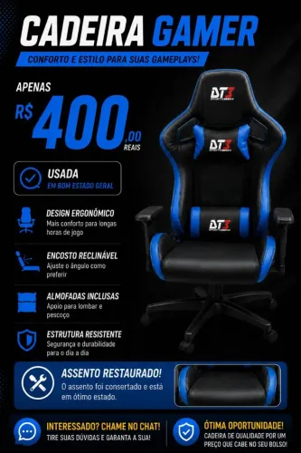Vende-se cadeiras gamer da DT3