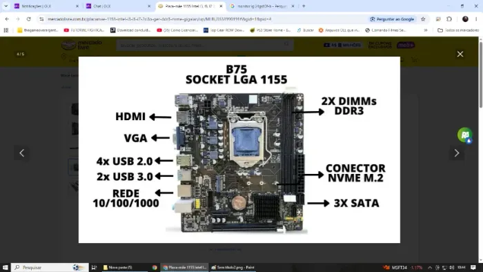 Placa-mãe 1155 Intel I3, I5, I7 2o,3o Ger. Ddr3 Nvme Gigalan