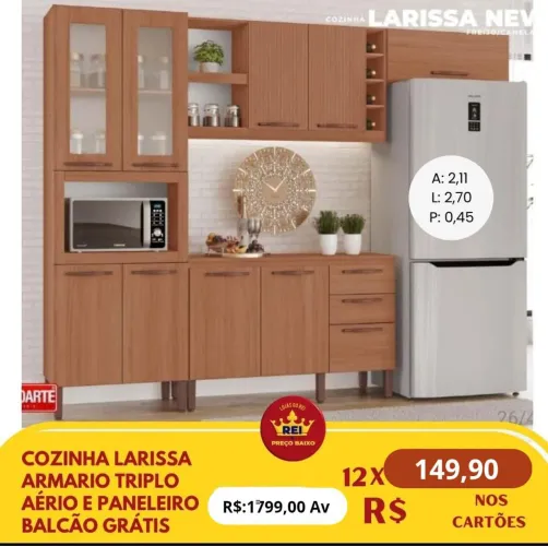 PROMOÇÃO URGENTE - Armário Cozinha GIGANTE Larissa Marrom por apenas 12x de R$149,90
