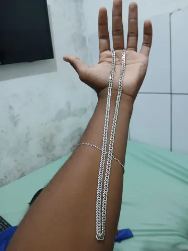 CORRENTE COM 70CM 4MM ELO DUPLO PRATA 925