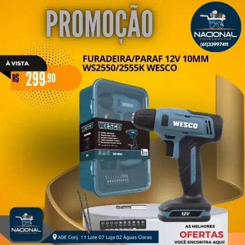 FURADEIRA/PARAF 12V 10MM WS2550/2555K WESCO