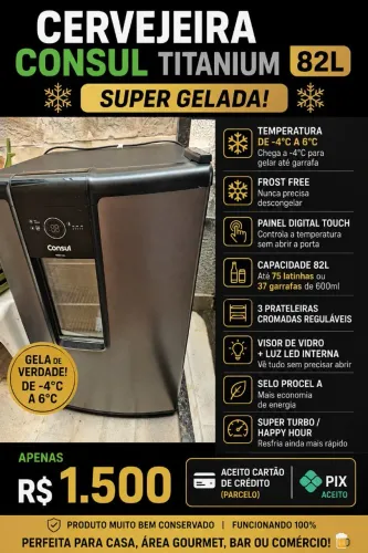 Cervejeira Consul Titanium 82 Litros - Super Gelada -4°C - Frost Free - Impecável<br>