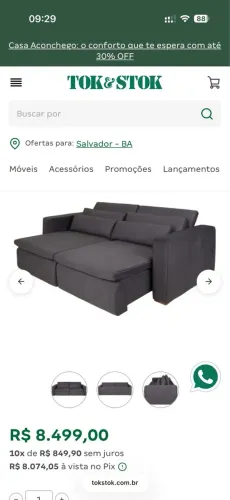Sofá Novo Retrátil 3 Lugares 60% do Valor Original