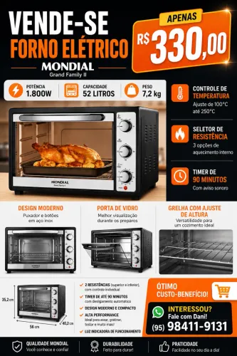 Forno elétrico de bancada