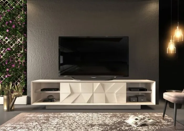 Bancada Rack Domani 3D Piramide Off White - Frete Grátis - Receba Hoje