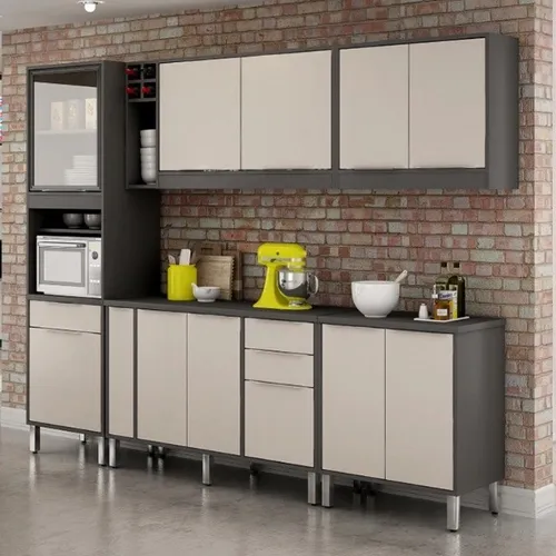 Cozinha Completa Agata 5Pcs Grafite.Off White - Frete Grátis - 10x S/ Juros - Receba Hoje