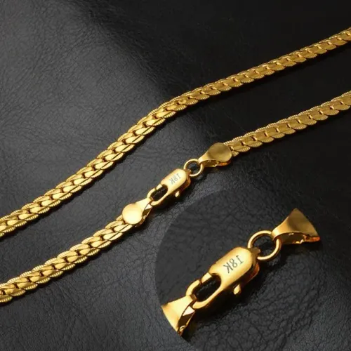 Corrente Colar Cordão Banhada a Ouro 18k 50cm x 5mm Linda