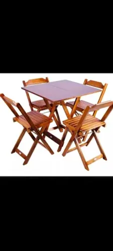 Mesa Dobrável 70x70 com 4 cadeiras