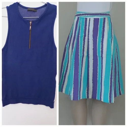 Saia algodão e blusa tricot P