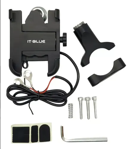 Suporte Moto Guidão Aluminio Articulado Com Carregador Cor Preto 100% seguro