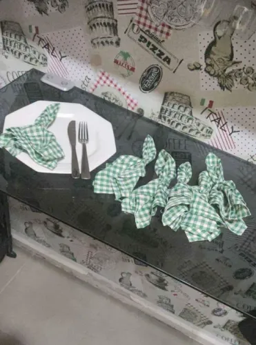Guardanapos poliéster xadrez verde 6 peças 40x30
