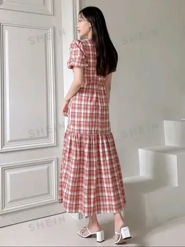 Vestido xadrez shein 