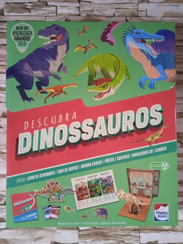 Livro Descubra Dinossauros - Box de Aprendizagem Grandes ideias. Editora Happy Books.