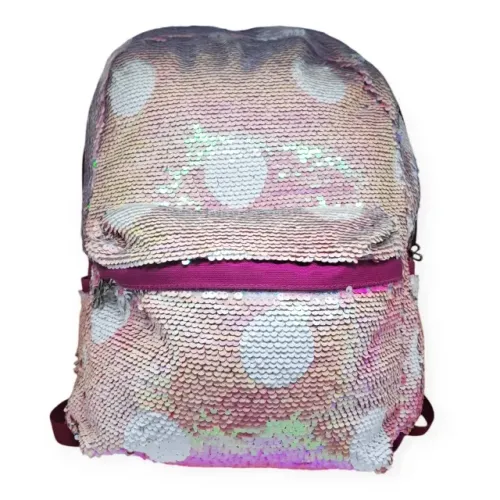 Mochila Feminina Rosa com Lantejoulas