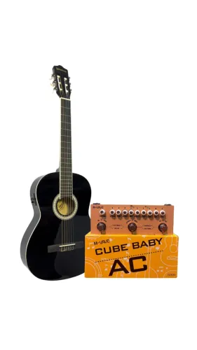 VIOLAO ELETRO-ACUSTICO MARCA WALDMAN REF. WNCE-18 BK + M-vave VD633 Cube Baby AC