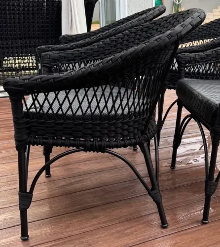 Poltrona jardim area externa sacada varanda corda nautica almofada alumínio 