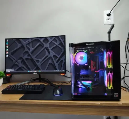 Pc Gamer Completo Ryzen 5 5500 + Rx 5700n+ Monitor 24 pl Curvo