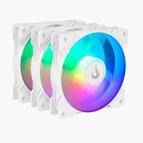 Kit com 3 Ventoinhas Rise Mode X, 120mm, Led RGB, Preto ou Branco, Nova, Na Caixa