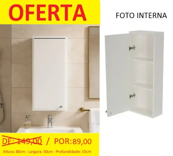 Armário aéreo para banheiro - Bom espaço interno