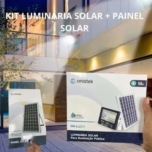 Kit Luminária Solar 50W 49 LEDS + Placa Solar 8W - ON-LU211- Onistek
