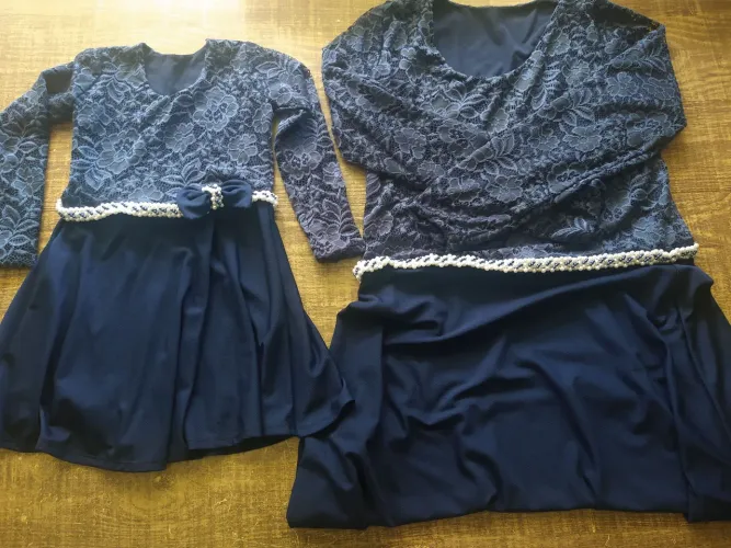 Vestidos mãe e filha azul renda