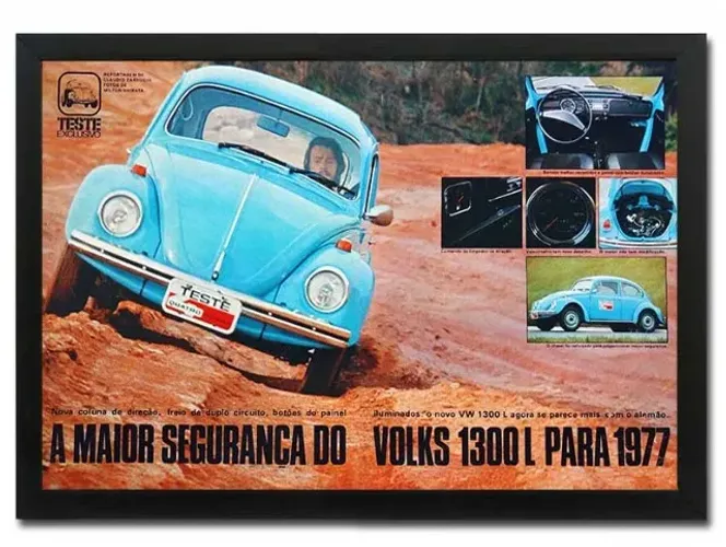 Fusca 1300, L, GL ou 1600 - Quadro decorativo com matéria original de revista