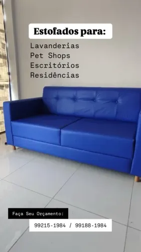 Sofá 3 Lugares Azul - Novo