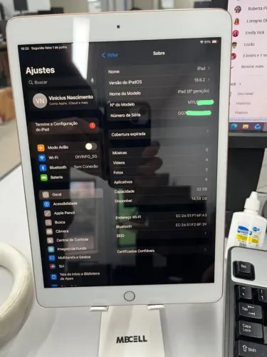 Ipad 10,2" 8ª geração wi-fi, 32gb, Rose Apple.