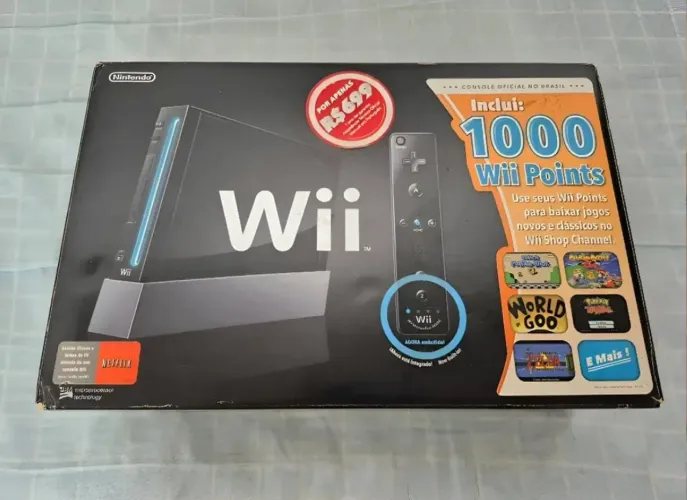 Nintendo Wii Black na caixa