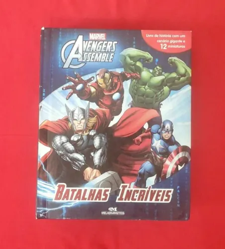 Marvel Os Vingadores Batalhas Incríveis Livro + Cenário + 12 Miniaturas