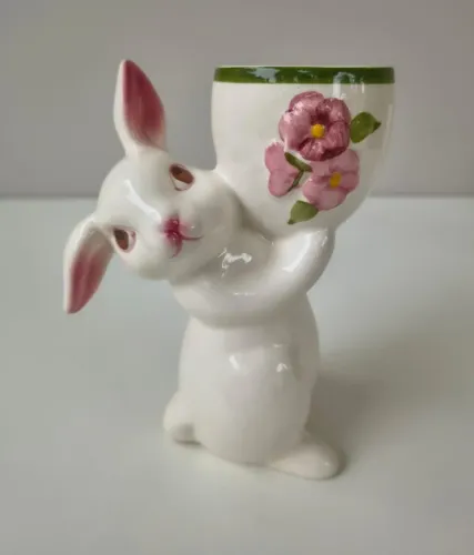 Porta Ovos Coelho - Porcelana Weiss de 1981- Pintado à Mão