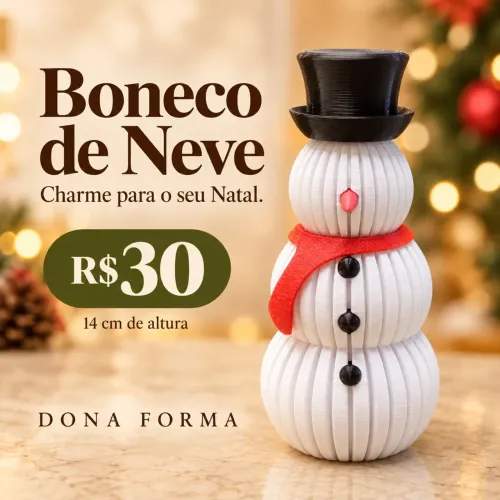 Boneco de Neve Decorativo Natalino 14cm Enfeite de Mesa