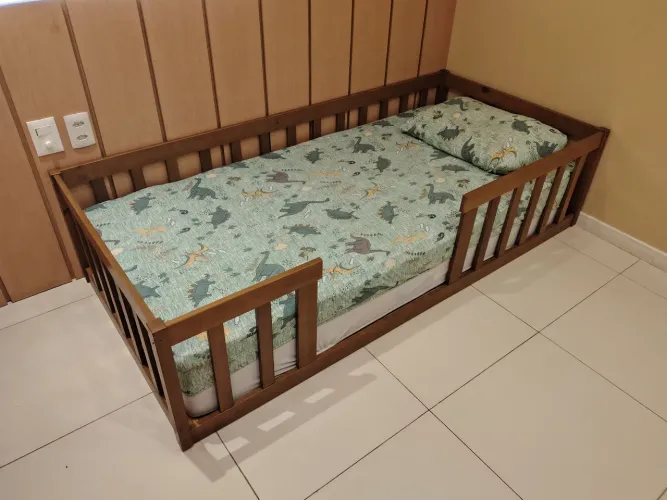 Cama Montessoriana Solteiro Cor Nogueira