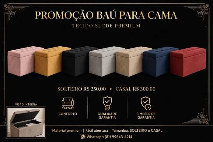 Baú para Cama Casal e Solteiro