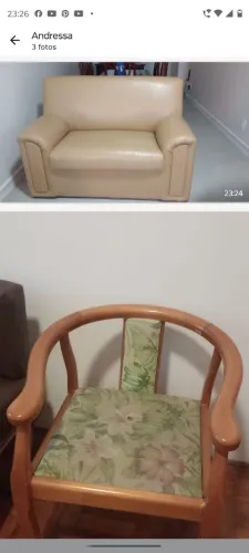 Sofá de corvim 2 lugares mas 2 poltronas em excelente estado de conservação