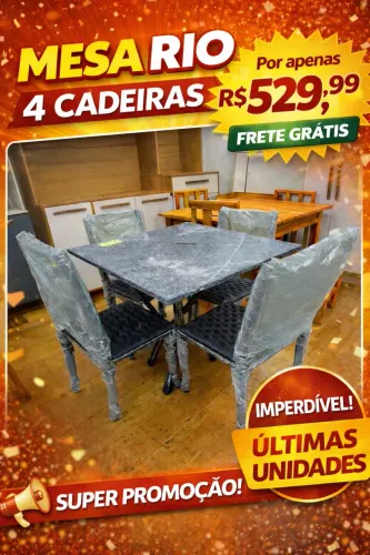 Mesa Rio 4 Cadeiras Promoção Imperdível R$529,99 