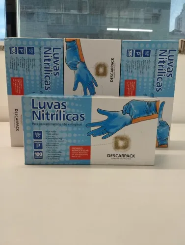 400 Luvas Nitrílicas Azul Tam P Sem Pó Kit Econômico
