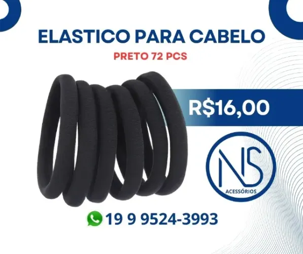 ELASTICO PARA CABELO  PRETO 72 PCS