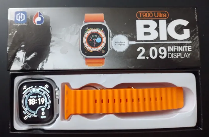 Promoção! T900 Ultra Big 2.09" com pulseira laranja