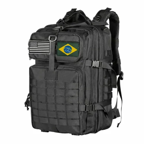 Mochila Tática 50 Litros Militar Preta Impermeável Reforçada