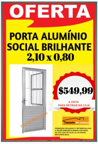 PORTA DE ALUMÍNIO BRILHANTE !! PROMOÇÃO !!