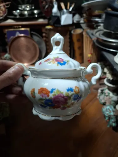 Açucareiro porcelana Antigo floral