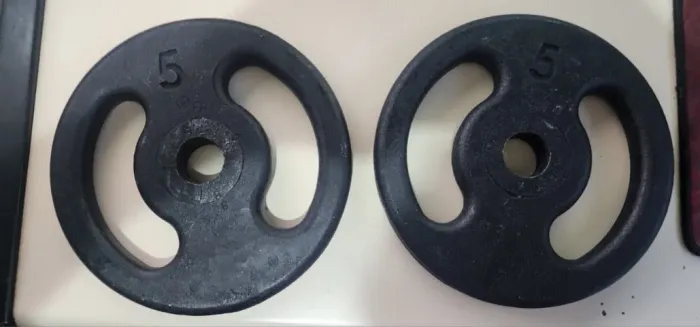 2 Anilhas Ferro Fundido 5kg (Total 10kg) | Pintadas | Ótimo estado