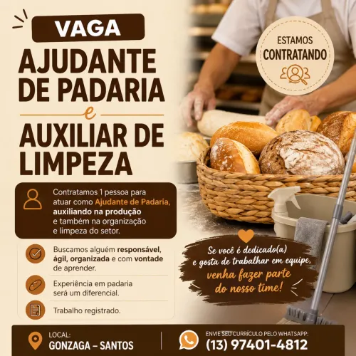 VAGA - AUXILIAR DE PADARIA