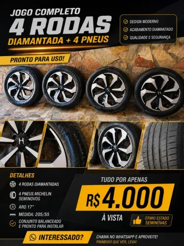 4 rodas com pneus michelin 17 - 205/55